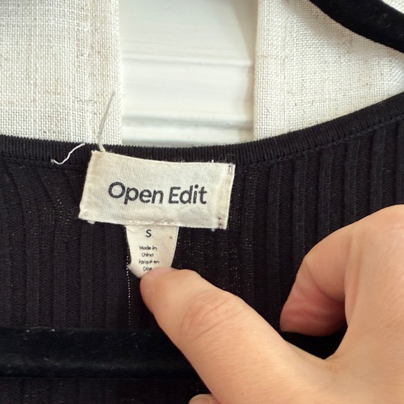 Open Edit Black Ribbed Knit Top - Picture 2 of 3